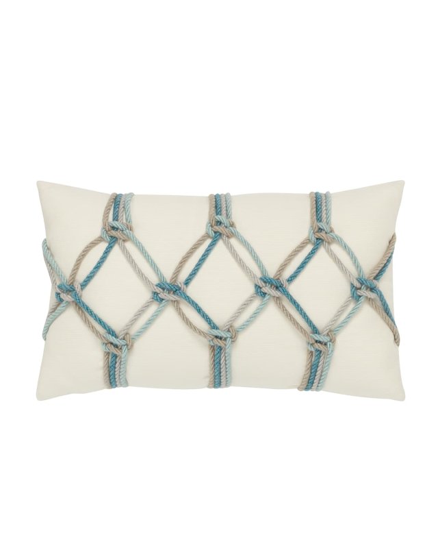 Rope Lumbar Sunbrella Pillow, Turquoise